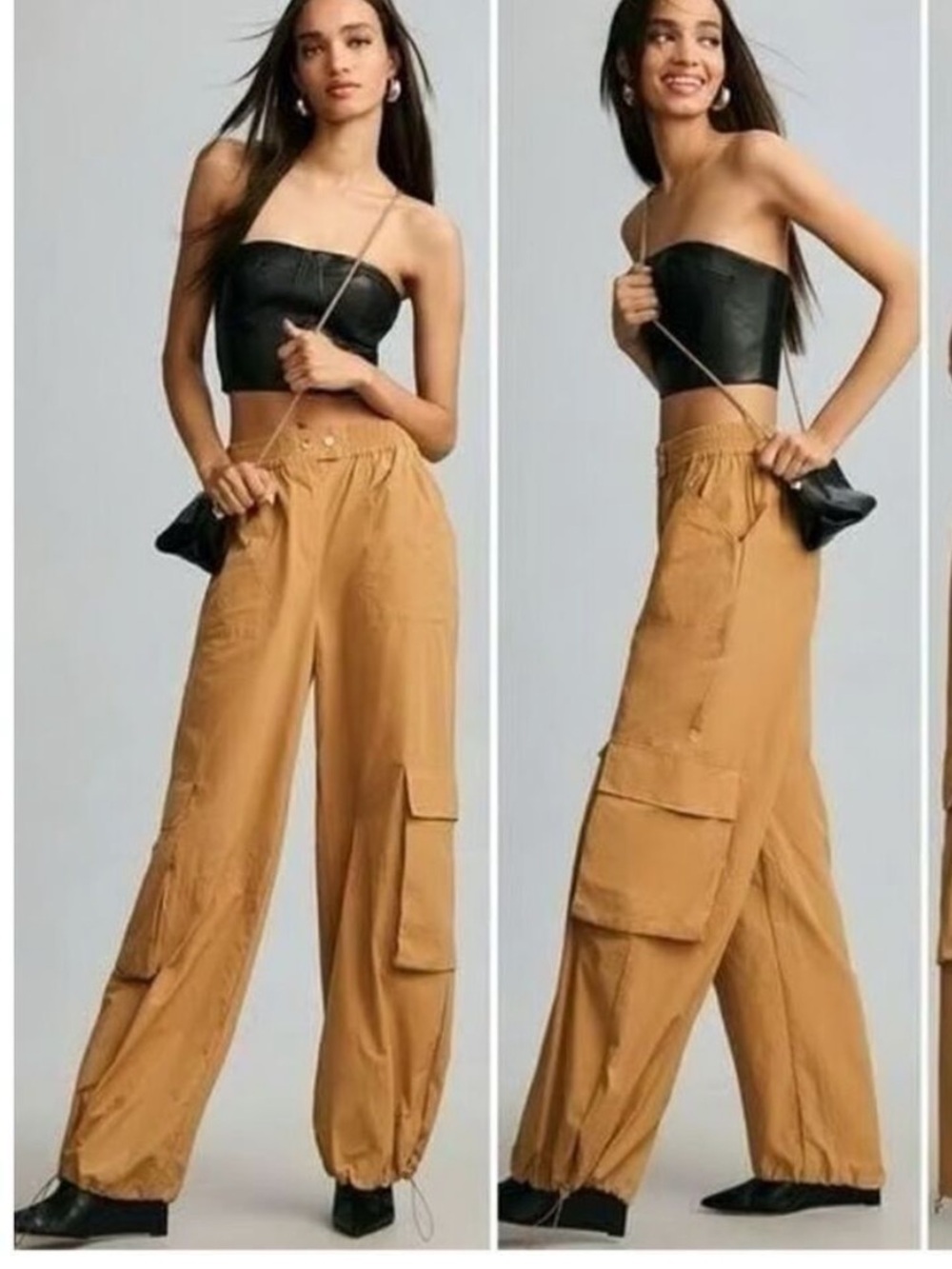 BOGO! Anthropologie Pilcro Cargo Parachute Wide Leg Pants Tan Size Small